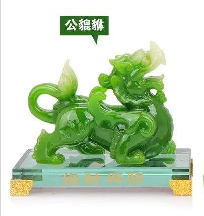 Modern pixiu mascot figurines, both male and female, art an Mythical Wild Animal  Jade Medallion  mascot of good luck