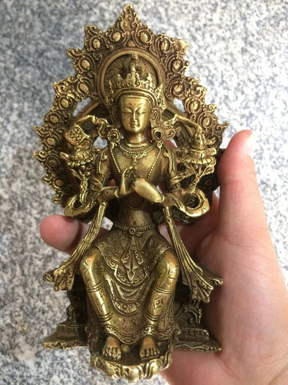 Moehome Cina Pandangan Tantrik Langka Suara Kuningan Tembaga Fengshui Buddha Patung Logam Kerajinan Dekorasi Rumah