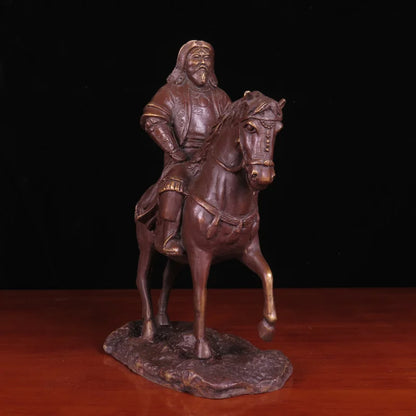 Mongolia Mongol Great man Genghis CHENG JI SI HAN BRONZE carving Home store Company Decorative statue