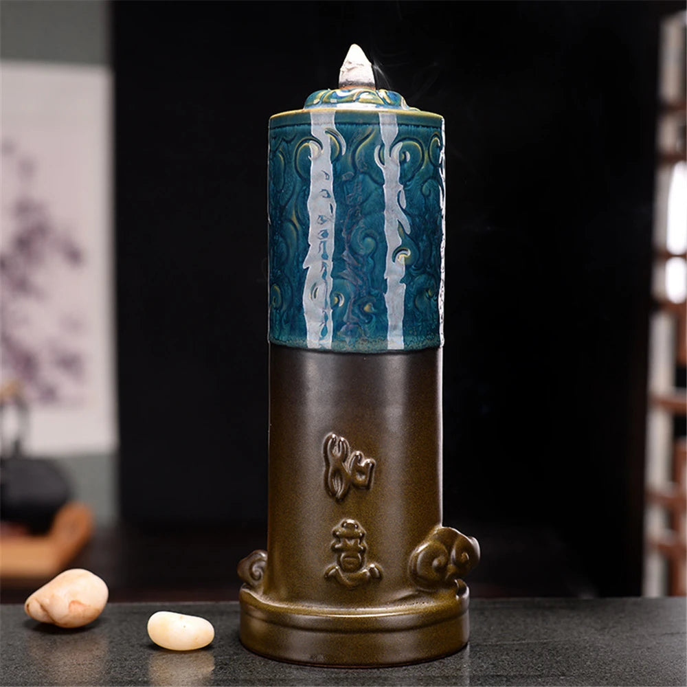 Monkey King Backflow Waterfall Incense Burner Handmake Ceramic Purple Indoor Home Incense Ornaments Office Decoration