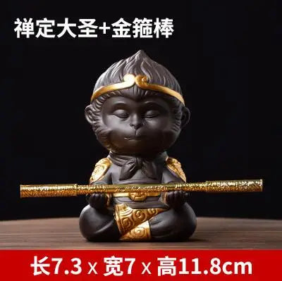 Monkey King Decoration Fish Tank Landscape, Purple Sand Tea Pet Boutique Tea Table Accessories