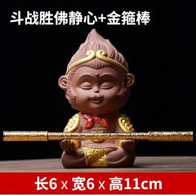 Monkey King Decoration Fish Tank Landscape, Purple Sand Tea Pet Boutique Tea Table Accessories