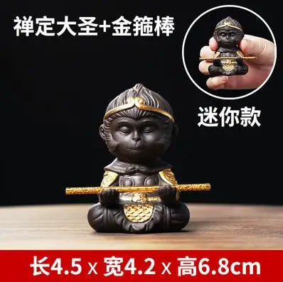 Monkey King Decoration Fish Tank Landscape, Purple Sand Tea Pet Boutique Tea Table Accessories