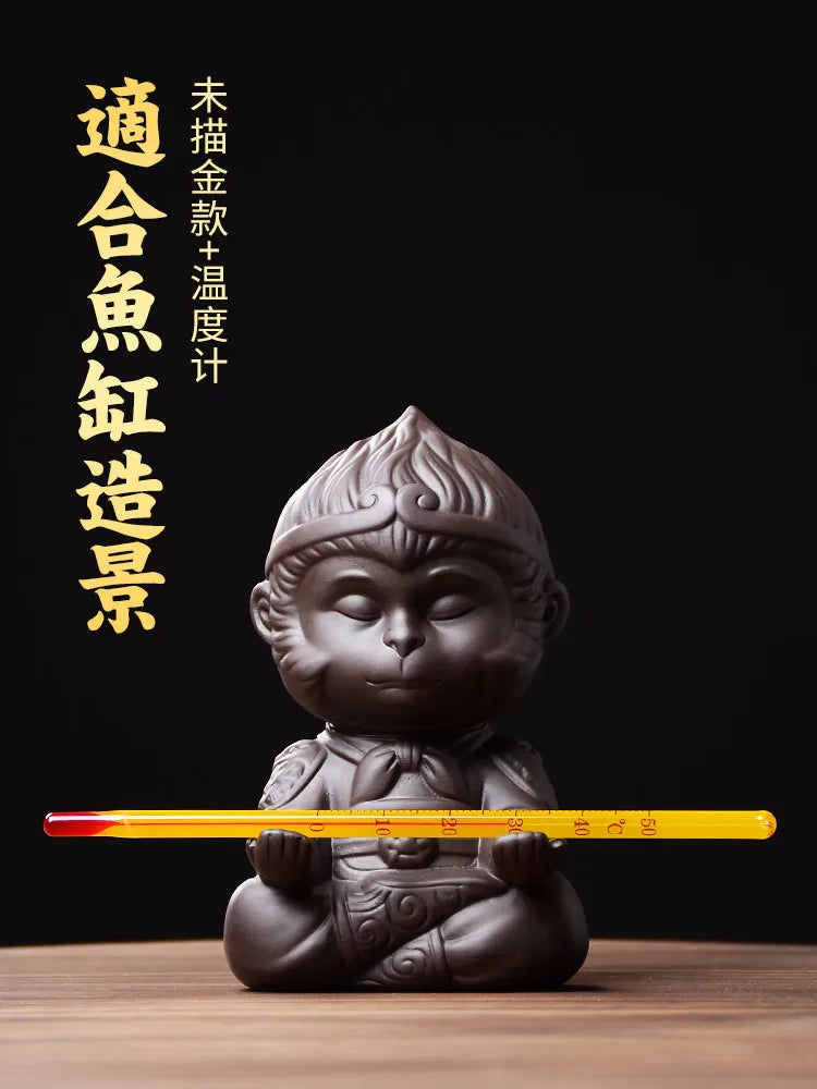 Monkey King Decoration Fish Tank Landscape, Purple Sand Tea Pet Boutique Tea Table Accessories