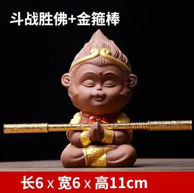 Monkey King Decoration Fish Tank Landscape, Purple Sand Tea Pet Boutique Tea Table Accessories