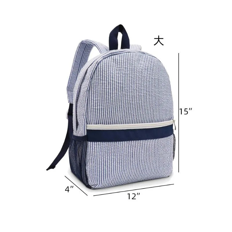 Monogrammed Toddler Child Backpack & Lunchbox Personalized Seersucker Backpacks Custom Kids Backpacks Back To School Gift