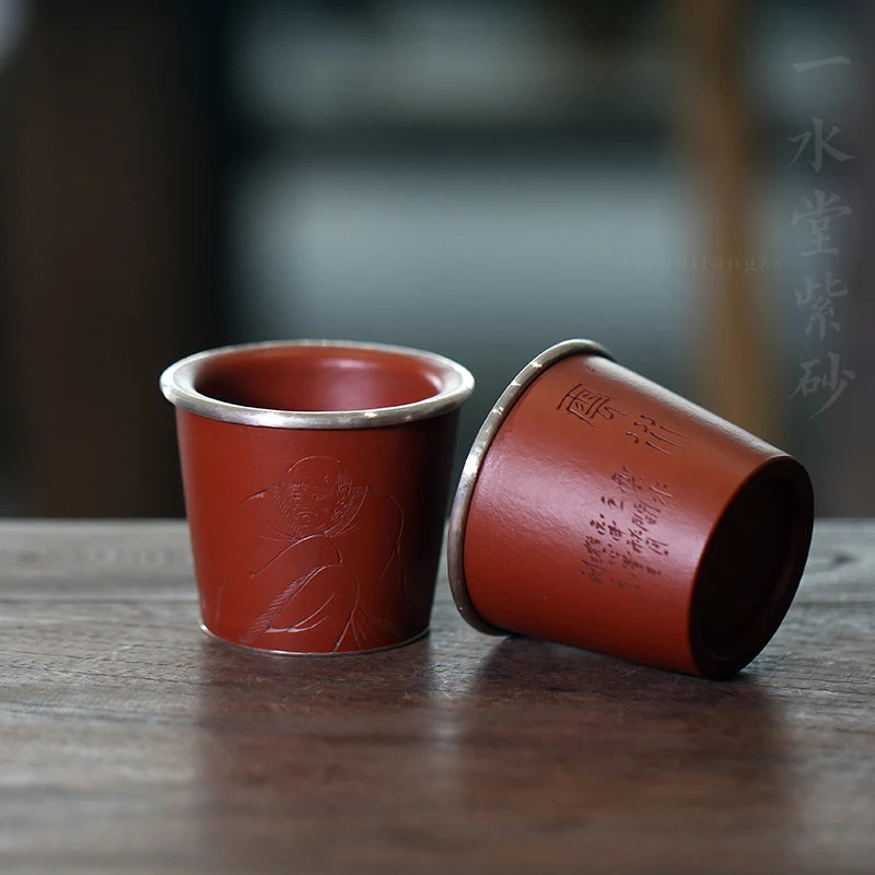 Monohydrate hall master yixing purple sand cup sample tea cup small cup cup collection manual zhu thick mud, cup 100 ml