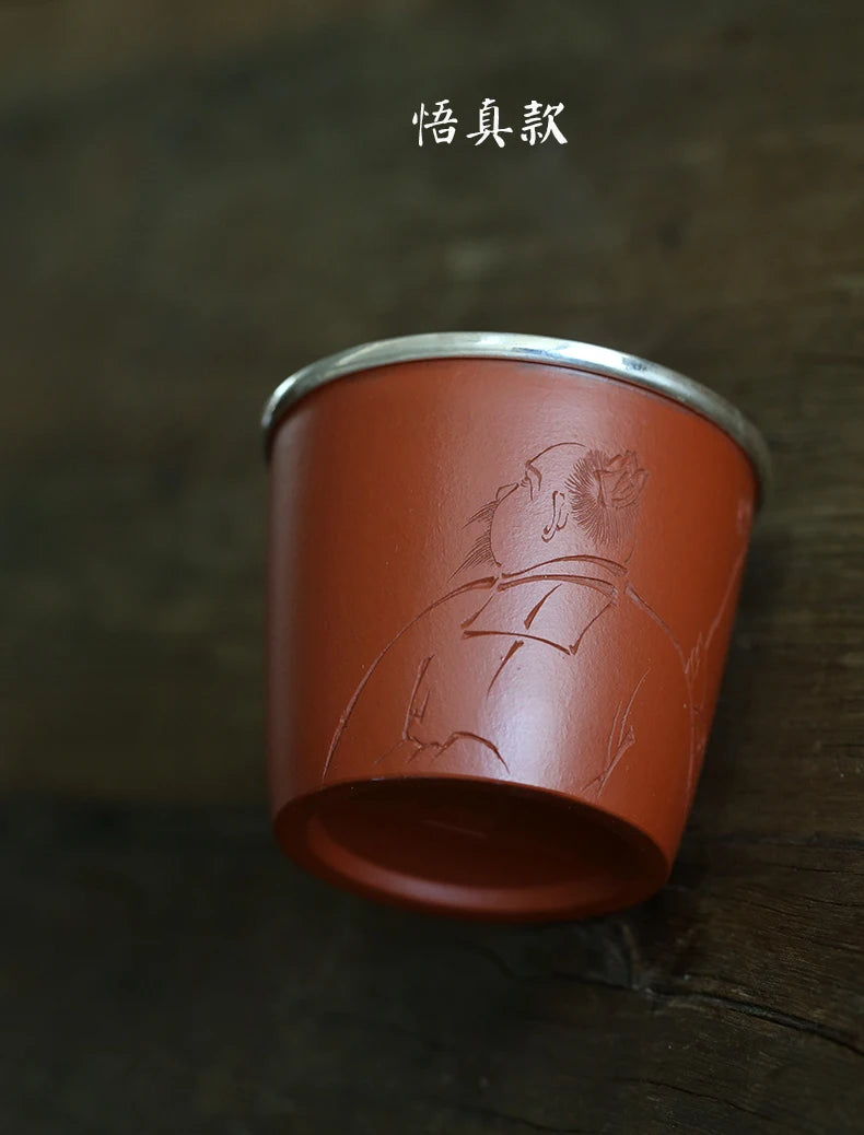 Monohydrate hall master yixing purple sand cup sample tea cup small cup cup collection manual zhu thick mud, cup 100 ml