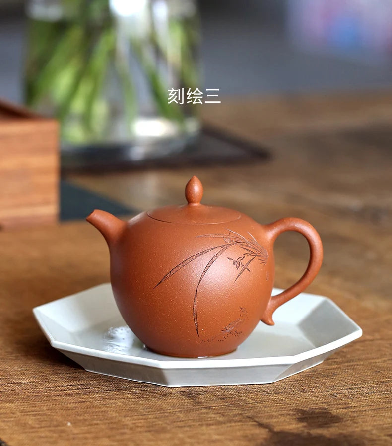 Monohydrate hall of yixing purple clay ore famous kung fu tea set down by hand shoulder slope mud beauty pot of 275 ml