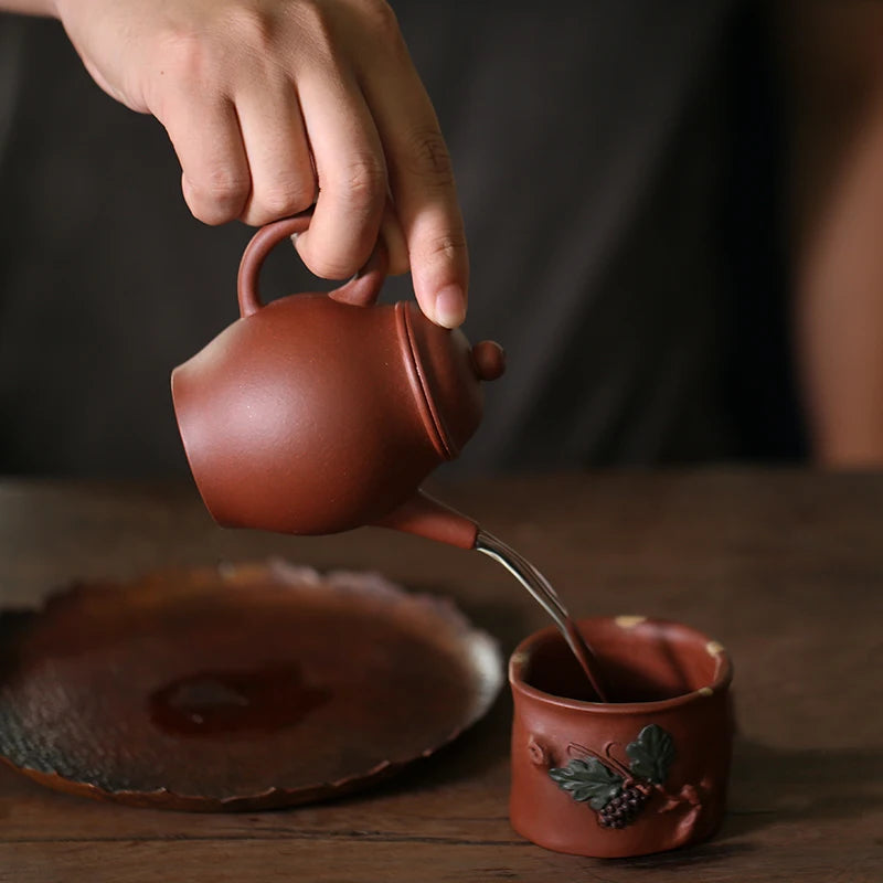 Monohydrate hall yixing pure manual recommended teapot kung fu tea set 92 pure clean pot bottom groove 160 ml