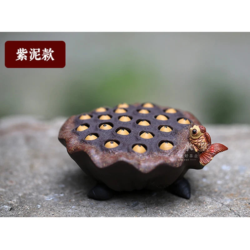 Monohydrate hall yixing purple sand tea pet manually purple clay sculpture luck violet arenaceous lotus
