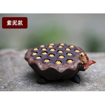 Monohydrate hall yixing purple sand tea pet manually purple clay sculpture luck violet arenaceous lotus