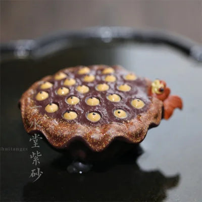 Monohydrate hall yixing purple sand tea pet manually purple clay sculpture luck violet arenaceous lotus