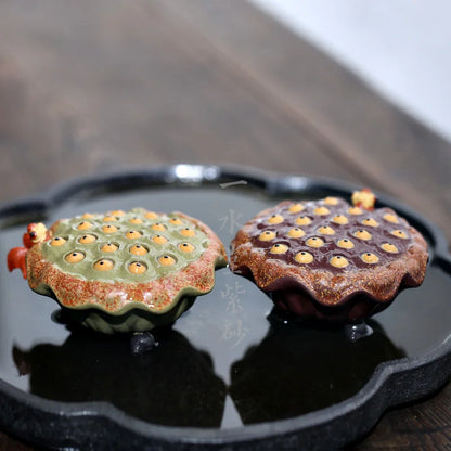 Monohydrate hall yixing purple sand tea pet manually purple clay sculpture luck violet arenaceous lotus