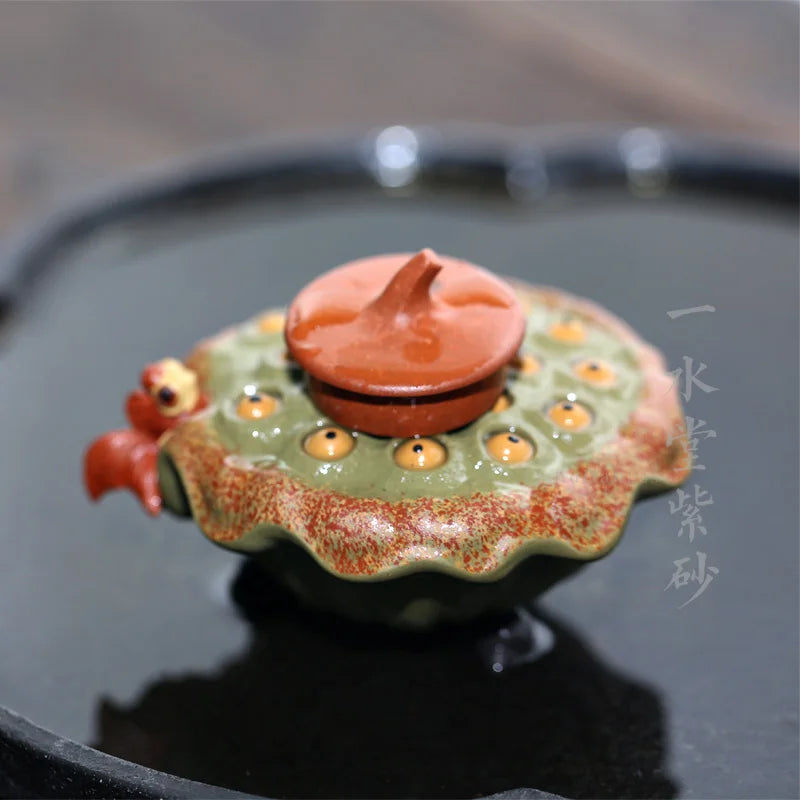 Monohydrate hall yixing purple sand tea pet manually purple clay sculpture luck violet arenaceous lotus