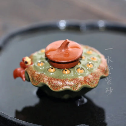 Monohydrate hall yixing purple sand tea pet manually purple clay sculpture luck violet arenaceous lotus