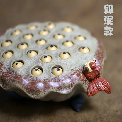 Monohydrate hall yixing purple sand tea pet manually purple clay sculpture luck violet arenaceous lotus