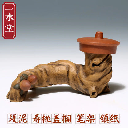 Monohydrate hall yixing purple sand tea pets play bamboo piece of mud tea pet lid