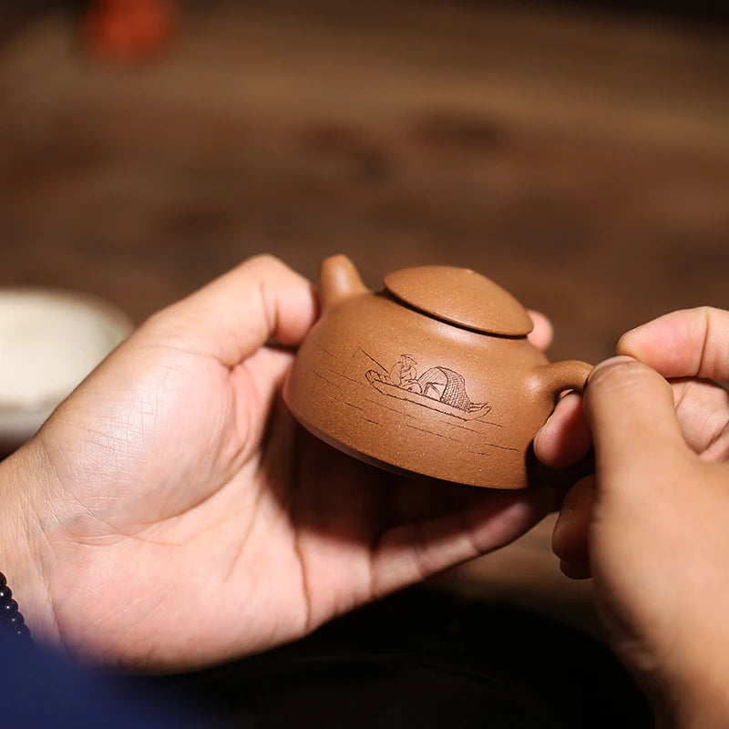 Monohydrate hall yixing recommended small teapot tea service manual old mud fish fishing alone cover 100 ml small pot