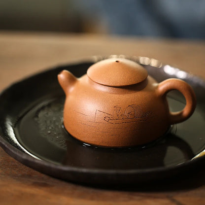 Monohydrate hall yixing recommended small teapot tea service manual old mud fish fishing alone cover 100 ml small pot