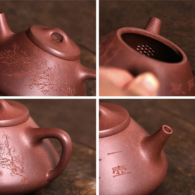 Monohydrate hall yixing recommended the teapot tea pure manual and old purple clay stone gourd ladle pot of 450 cc