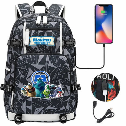 Monsters Inc USB Teenagers Schoolbags Women Men Laptop Travel Backpack Girl Boys Kids School Book Bags