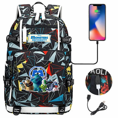 Monsters Inc USB Teenagers Schoolbags Women Men Laptop Travel Backpack Girl Boys Kids School Book Bags