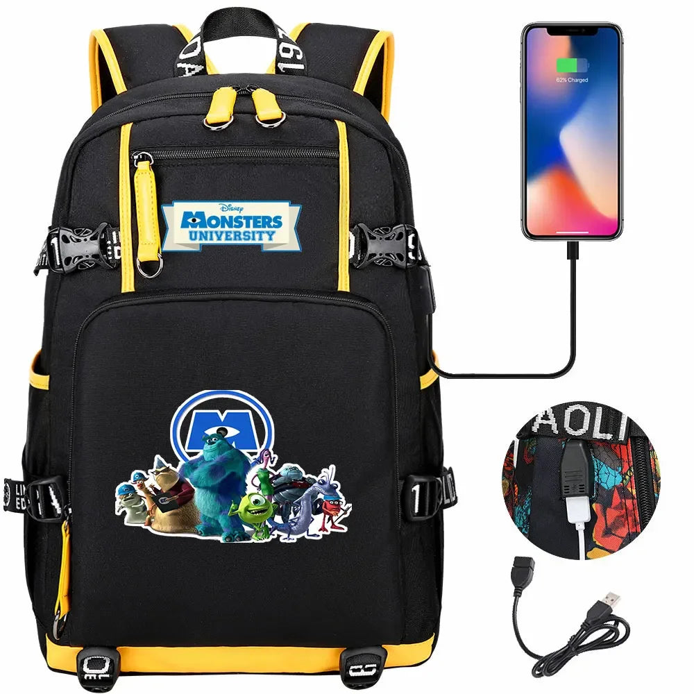 Monsters Inc USB Teenagers Schoolbags Women Men Laptop Travel Backpack Girl Boys Kids School Book Bags