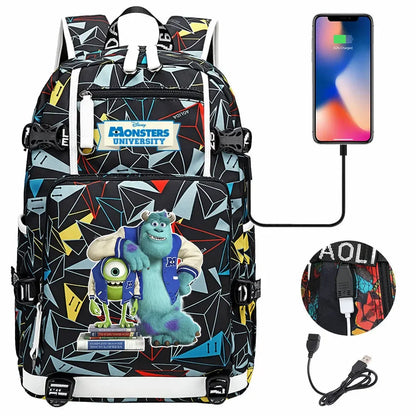 Monsters Inc USB Teenagers Schoolbags Women Men Laptop Travel Backpack Girl Boys Kids School Book Bags