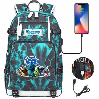 Monsters Inc USB Teenagers Schoolbags Women Men Laptop Travel Backpack Girl Boys Kids School Book Bags