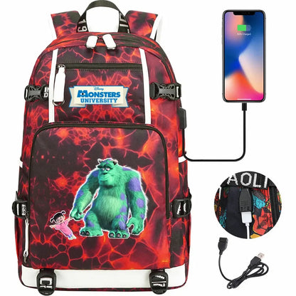 Monsters Inc USB Teenagers Schoolbags Women Men Laptop Travel Backpack Girl Boys Kids School Book Bags