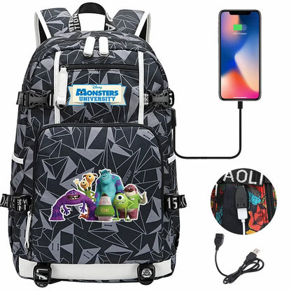 Monsters Inc USB Teenagers Schoolbags Women Men Laptop Travel Backpack Girl Boys Kids School Book Bags