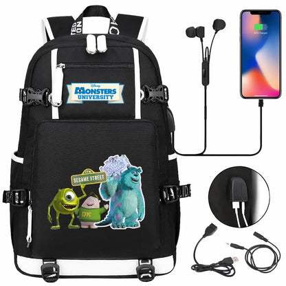 Monsters Inc USB Teenagers Schoolbags Women Men Laptop Travel Backpack Girl Boys Kids School Book Bags