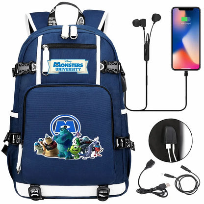 Monsters Inc USB Teenagers Schoolbags Women Men Laptop Travel Backpack Girl Boys Kids School Book Bags