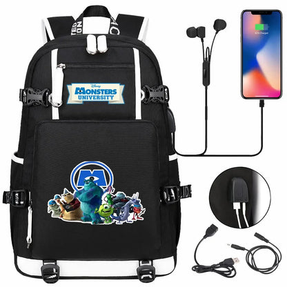 Monsters Inc USB Teenagers Schoolbags Women Men Laptop Travel Backpack Girl Boys Kids School Book Bags
