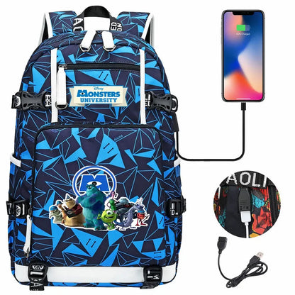 Monsters Inc USB Teenagers Schoolbags Women Men Laptop Travel Backpack Girl Boys Kids School Book Bags