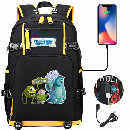 Monsters Inc USB Teenagers Schoolbags Women Men Laptop Travel Backpack Girl Boys Kids School Book Bags