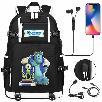 Monsters Inc USB Teenagers Schoolbags Women Men Laptop Travel Backpack Girl Boys Kids School Book Bags