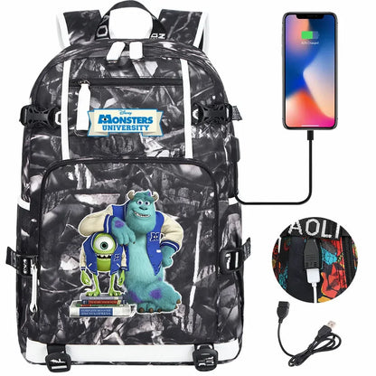Monsters Inc USB Teenagers Schoolbags Women Men Laptop Travel Backpack Girl Boys Kids School Book Bags