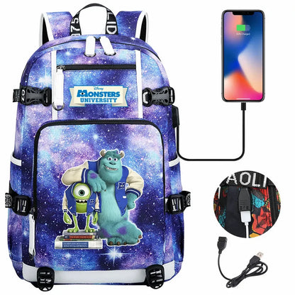 Monsters Inc USB Teenagers Schoolbags Women Men Laptop Travel Backpack Girl Boys Kids School Book Bags