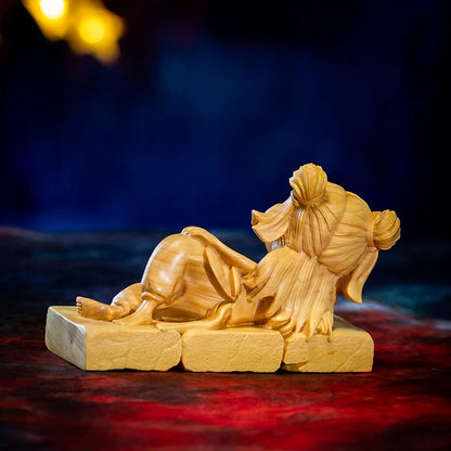 Movie Magical Boy Nezha Wood Statue Home Decorations Chinese Folk Traditional Crafts Boxwood Statue
