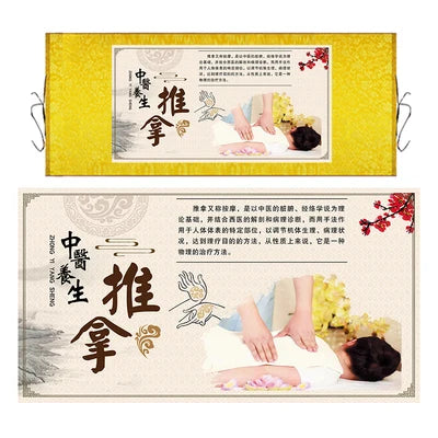 Moxibustion Cupping Foot Massage Traditional Chinese Medicine Health Preservation Art Wall Scroll Wall Hanging Painting Scroll