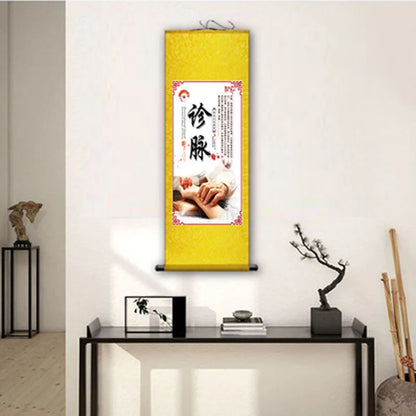 Moxibustion Cupping Foot Massage Traditional Chinese Medicine Health Preservation Art Wall Scroll Wall Hanging Painting Scroll