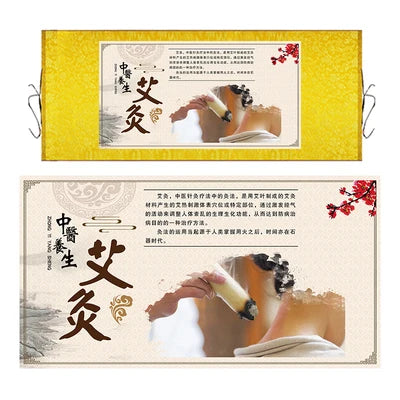 Moxibustion Cupping Foot Massage Traditional Chinese Medicine Health Preservation Art Wall Scroll Wall Hanging Painting Scroll
