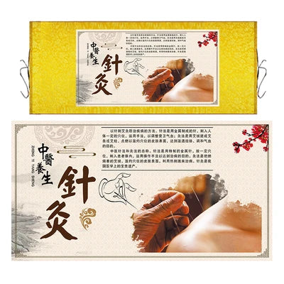 Moxibustion Cupping Foot Massage Traditional Chinese Medicine Health Preservation Art Wall Scroll Wall Hanging Painting Scroll