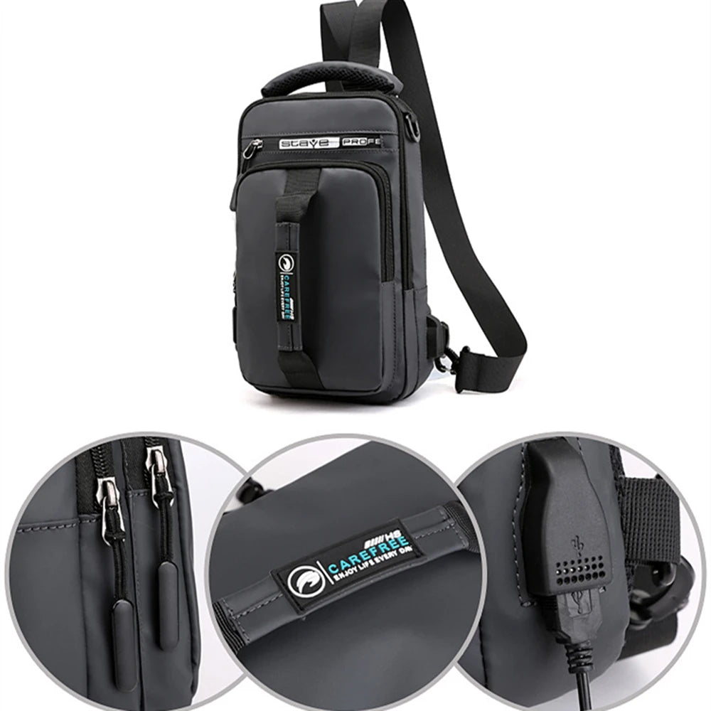 Multi-Function Sling Chest Bag With USB Charging Port Men Women Hiking Backpack Cross-Body Shoulder Fanny Pack Tote Handbags