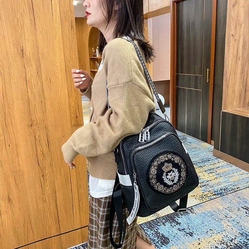 Multi Functional High Capacity Backpack With Fashionable Crown And Diamond Design Backpacks With Luxurious Women Travel Mochilas