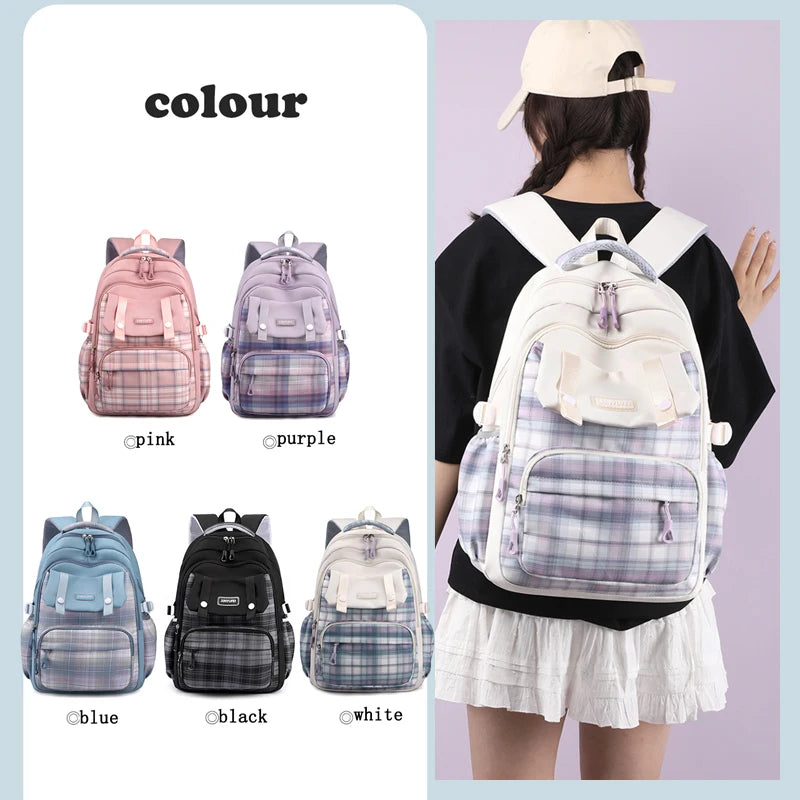 Multi-Pocket Waterproof Nylon Student Backpack Fashion School Bags for Teenage Girls Boys Ladies Casual Travel Laptop Rucksack