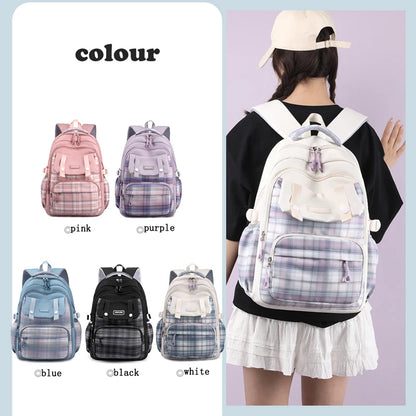 Multi-Pocket Waterproof Nylon Student Backpack Fashion School Bags for Teenage Girls Boys Ladies Casual Travel Laptop Rucksack
