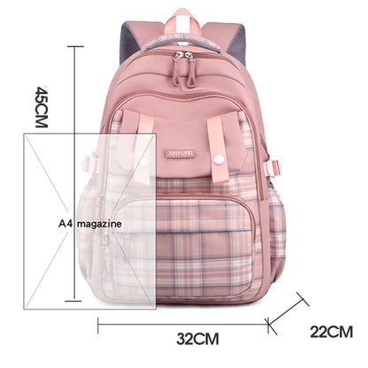 Multi-Pocket Waterproof Nylon Student Backpack Fashion School Bags for Teenage Girls Boys Ladies Casual Travel Laptop Rucksack
